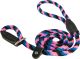Leather Brothers British Rope Slip Lead 6 Black Blue Hot Pink