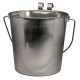 Flat Side Stainless Steel Pail With Handle 9 Quart
